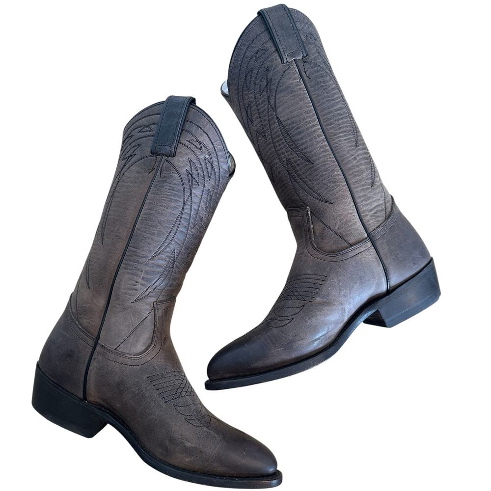 Frye Vintage Billy Smoke Gray Brown Western Mid Calf Cowgirl Boots Size 7 - Picture 10 of 11